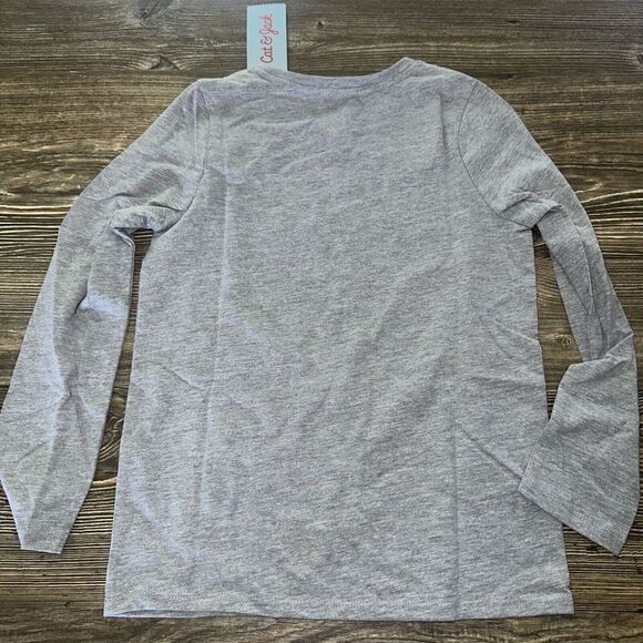 Cat & Jack Girl’s Celebrate Long Sleeve Graphic T-Shirt Gray Size Small. NWT. U - Picture 4 of 5